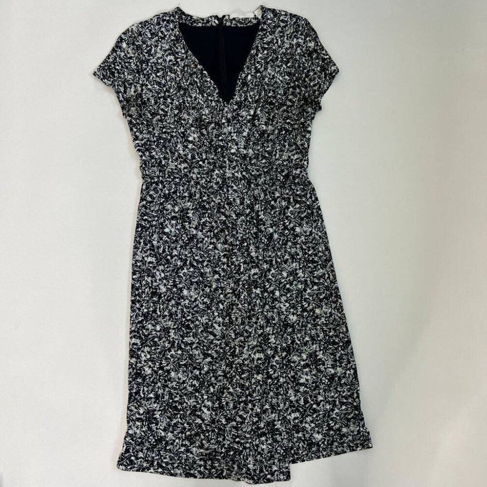 Boss By Hugo Boss Black Gray Jersey Enedita Print Midi Career Women's Size M